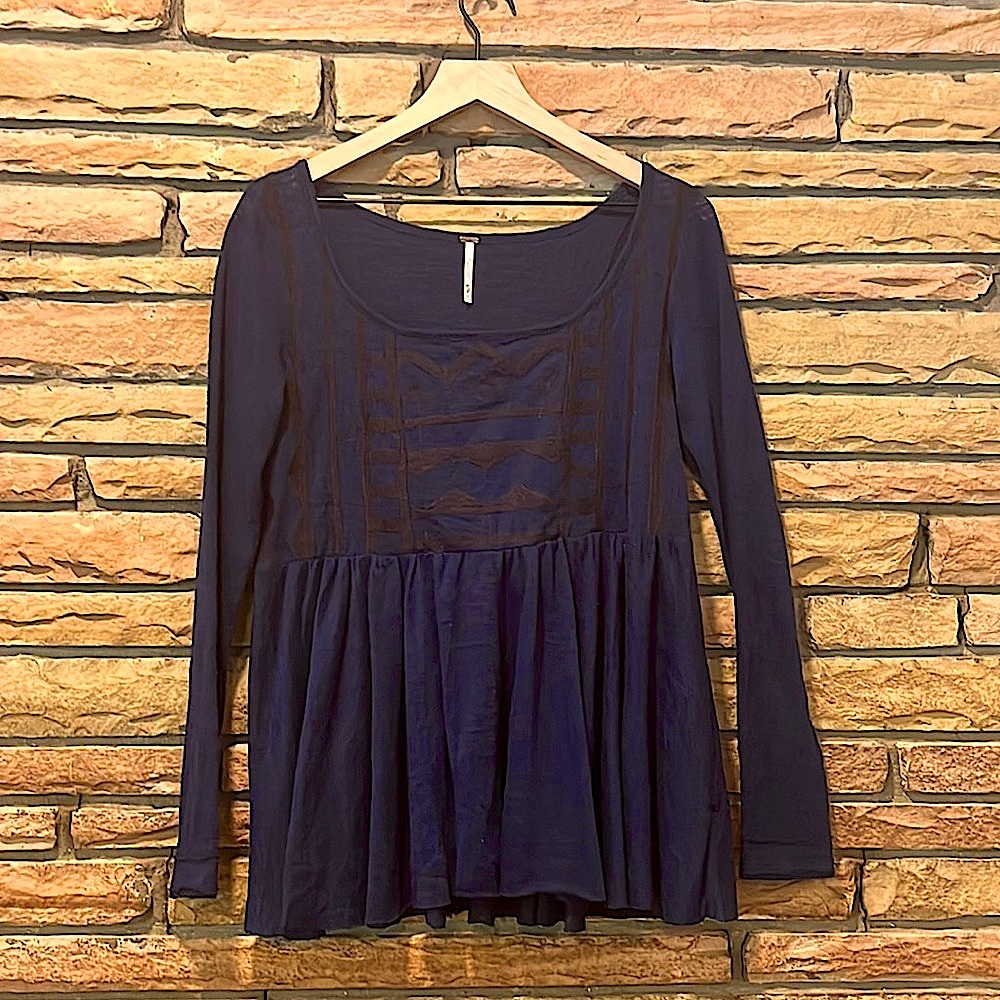FREE PEOPLE || Knit Peasant Top